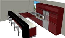 עיצוב מטבח זכוכית בשילוב בר אקטיבי מטבחי יגל